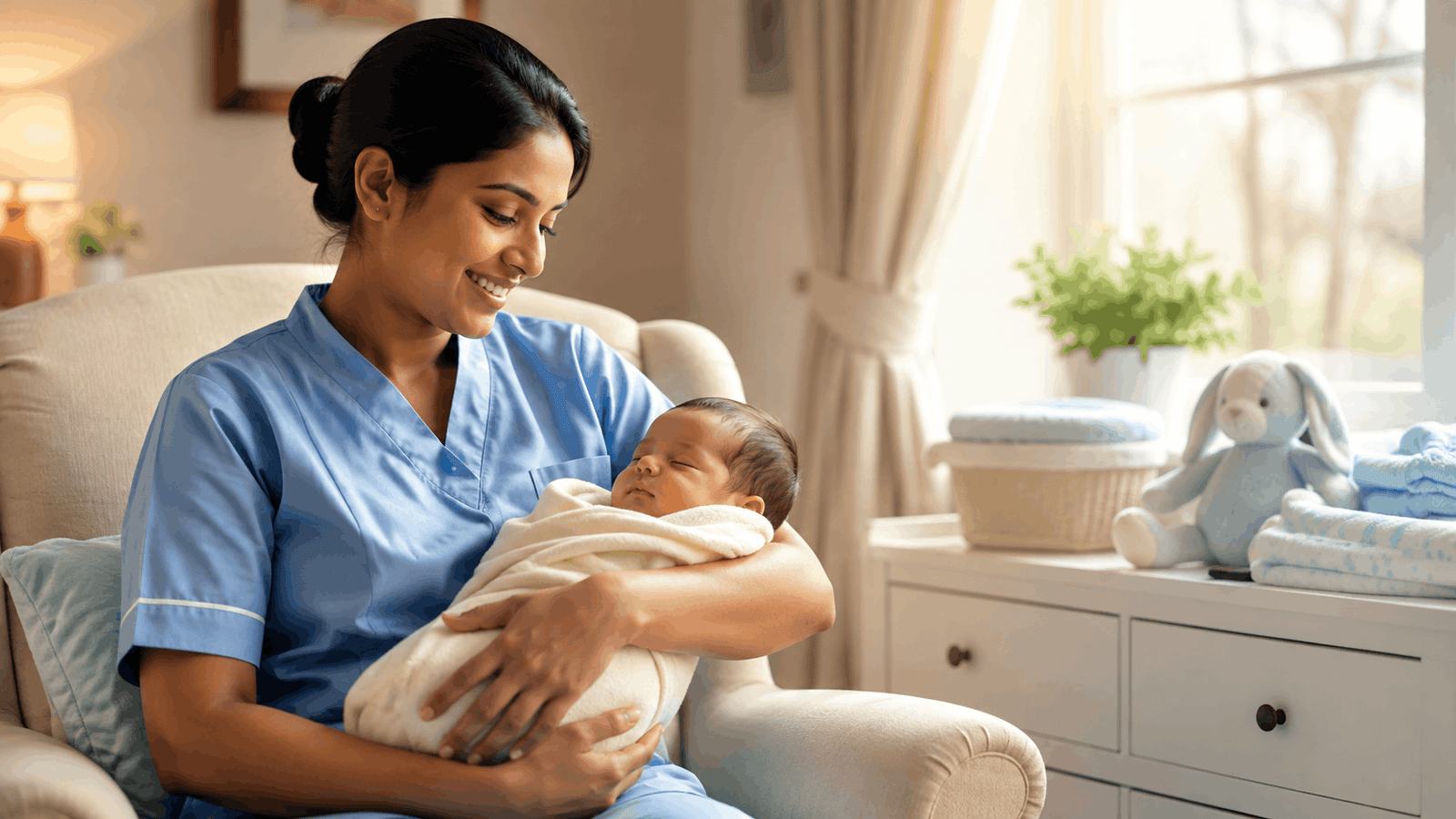 Caregiver providing home-based infant care